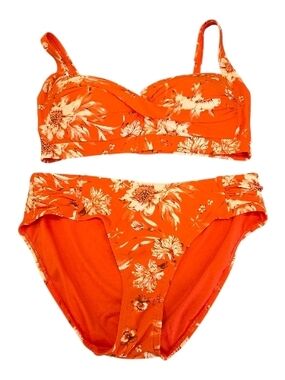 Nip Tuck Orange Floral Two-Piece Bikini Set